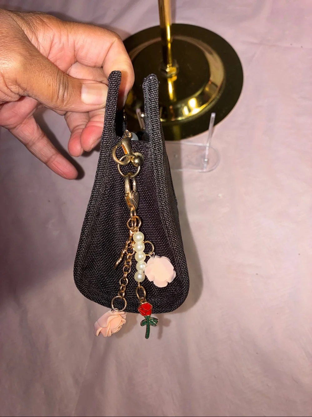 GWP!Christian Dior Beauty bag Black with added d-rings & pearl like strap!